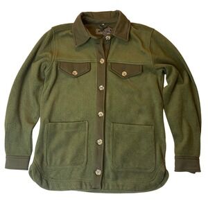 Blank NYC Barn Chore Fleece Shacket Women Size S Army Green Brown Utility NWT